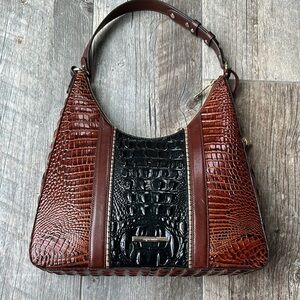 Brahmin Brown and Black Croc-Embossed Women's Bag